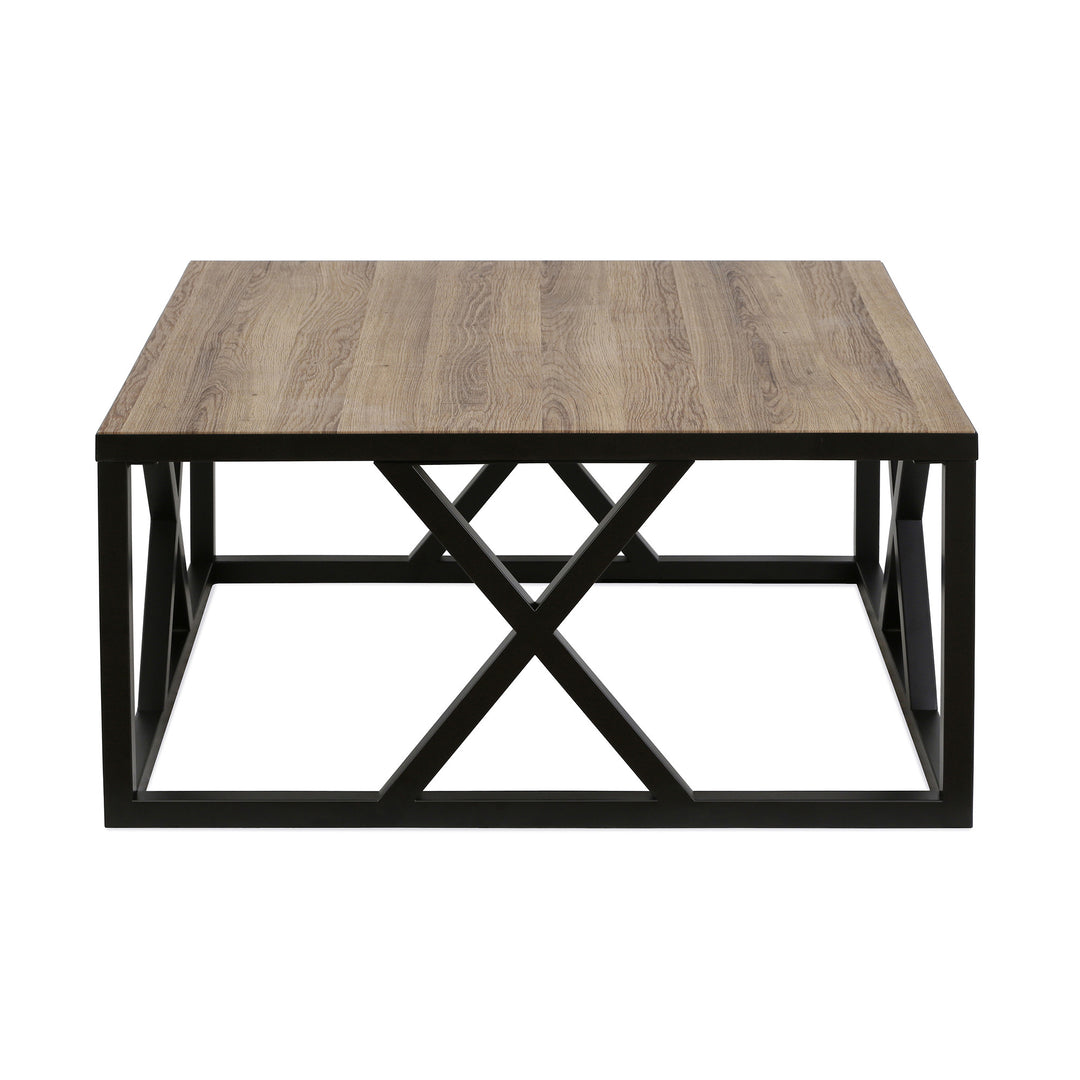 35-Inch Black Steel Square Coffee Table