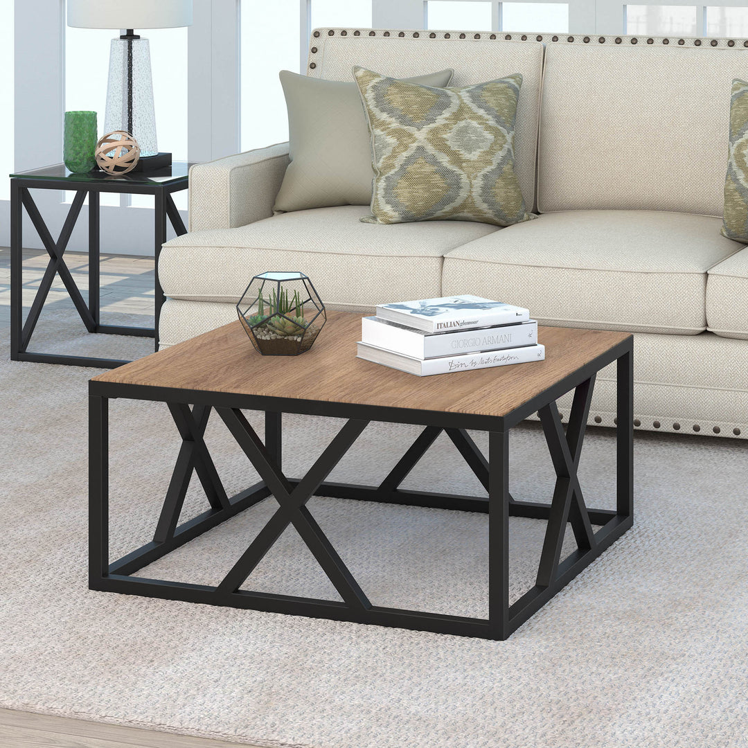 35-Inch Black Steel Square Coffee Table