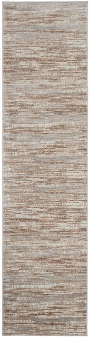 12' Brown Abstract Power Loom Runner Rug