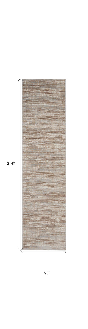 18' Brown Abstract Power Loom Runner Rug