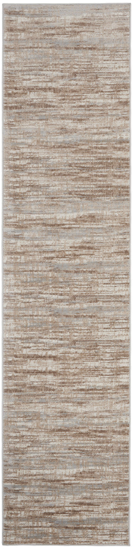 14' Runner Brown and Ivory Abstract Power Loom Runner Rug