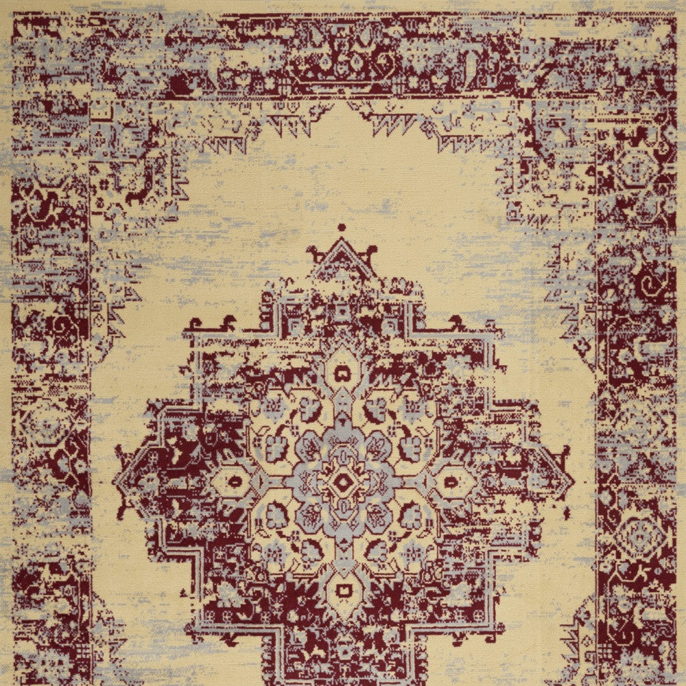 6' X 9' Cream Damask Power Loom Area Rug