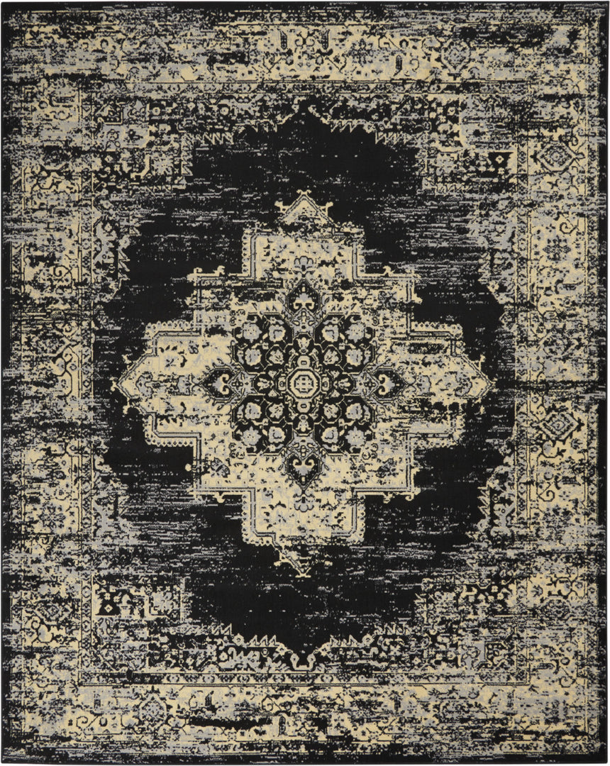 7' X 10' Cream Damask Power Loom Area Rug