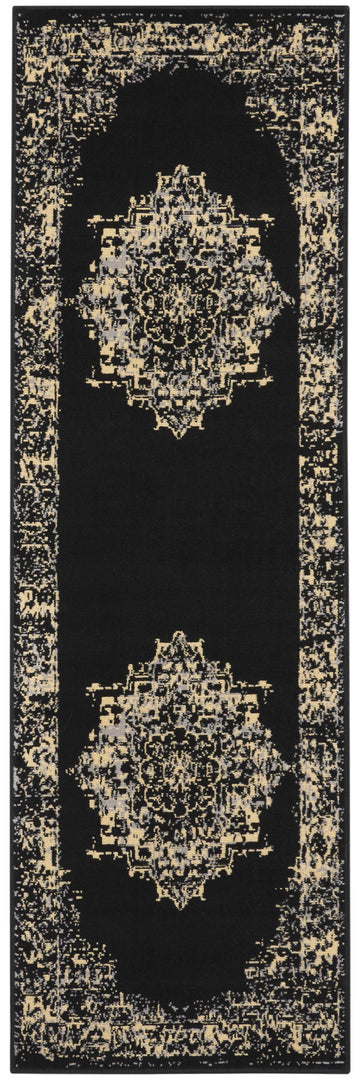 8' Cream Damask Power Loom Runner Rug