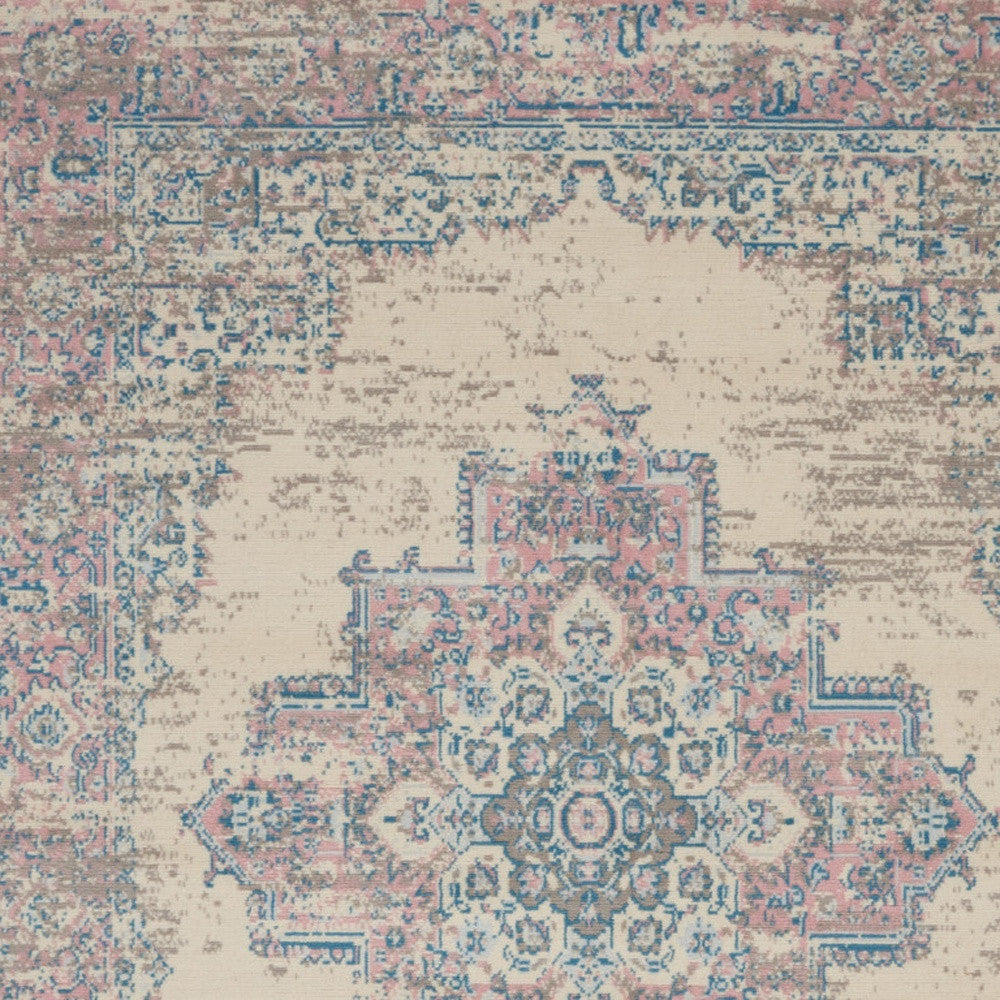 4' X 6' Pink Damask Power Loom Area Rug