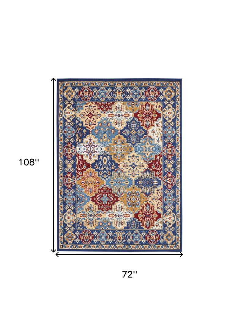 6' X 9' Red Damask Power Loom Area Rug