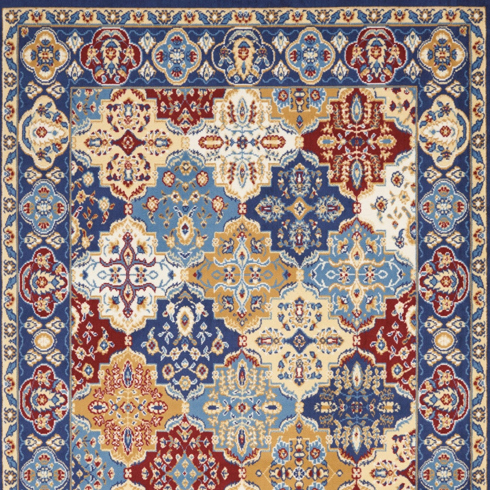 4' X 6' Blue Floral Power Loom Non Skid Area Rug