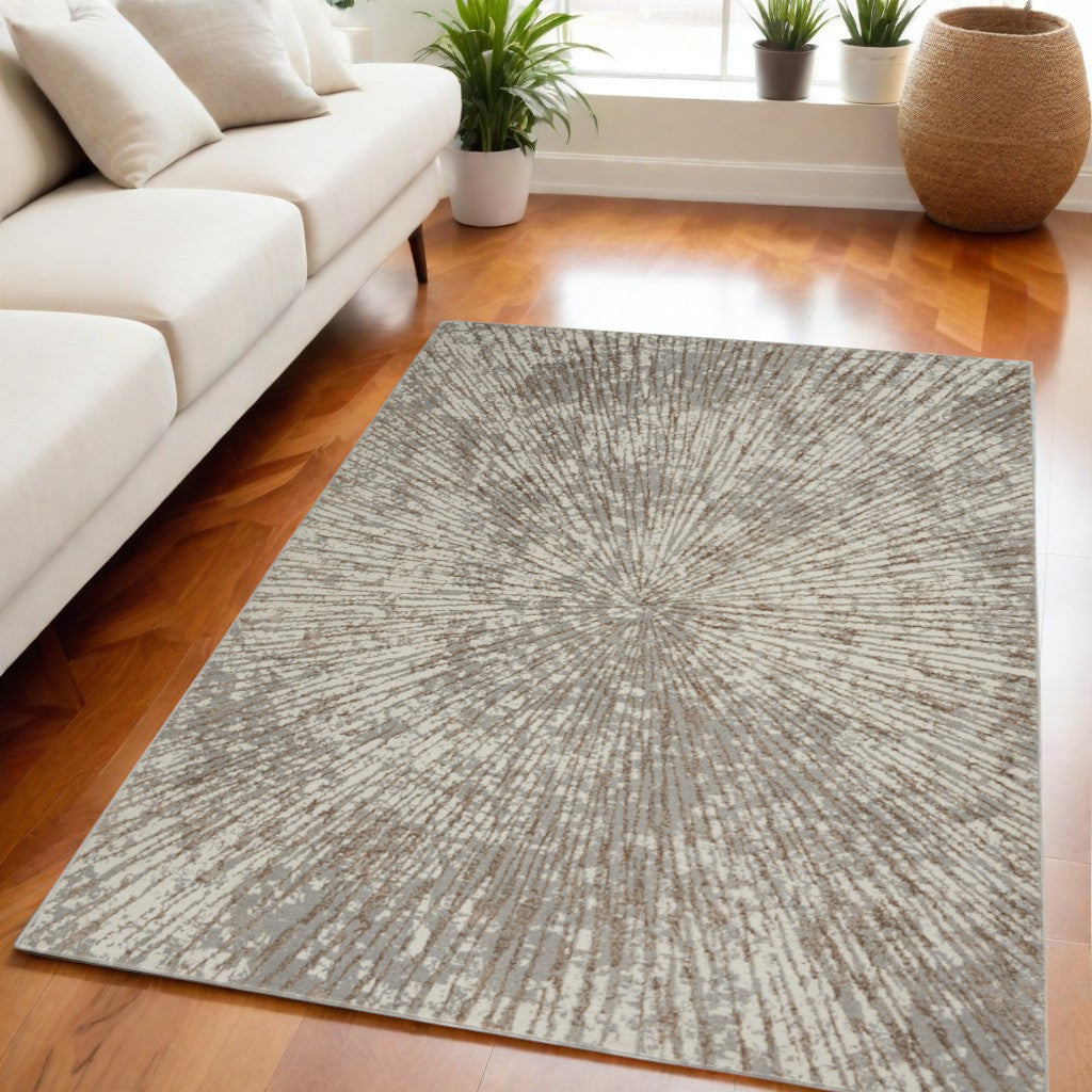 5' X 7' Gray and Ivory Abstract Power Loom Area Rug