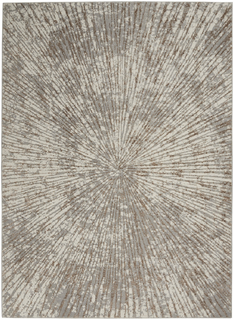 5' X 7' Gray and Ivory Abstract Power Loom Area Rug