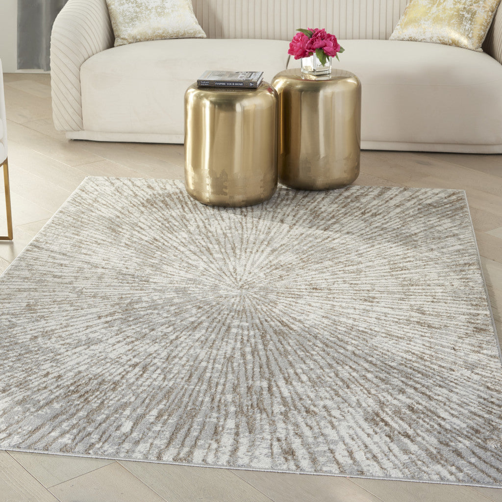 5' X 7' Gray and Ivory Abstract Power Loom Area Rug