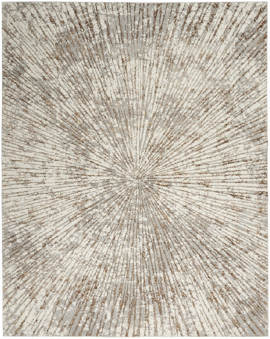 8' X 10' Gray and Ivory Abstract Power Loom Area Rug