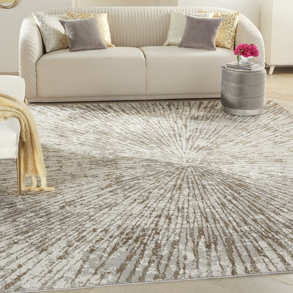 8' X 10' Gray and Ivory Abstract Power Loom Area Rug