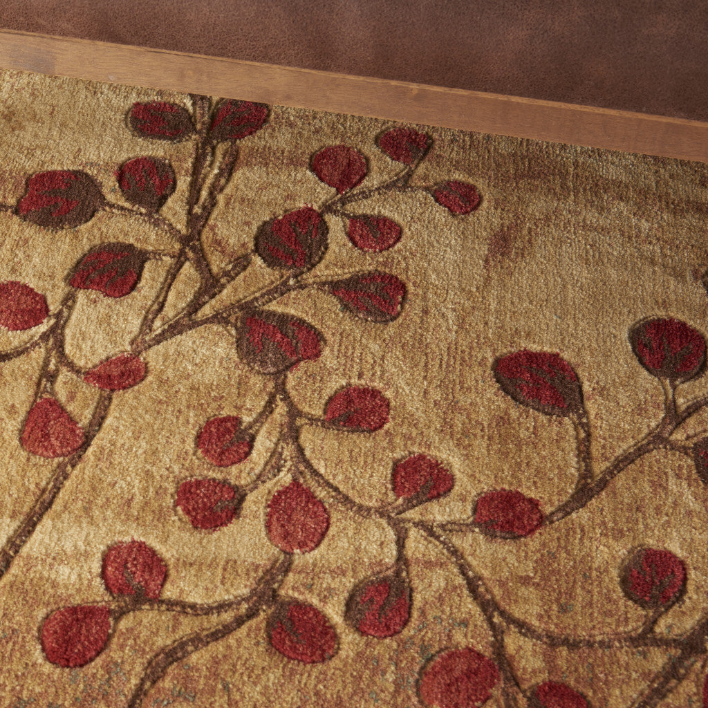 10' X 13' Brown Floral Power Loom Area Rug