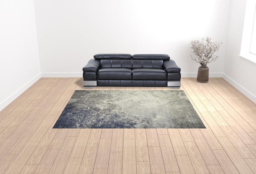 9' X 12' Black Abstract Power Loom Area Rug