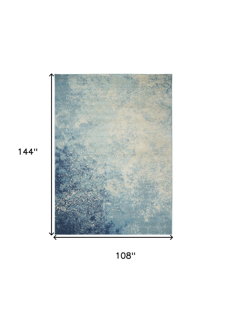 9' X 12' Blue Abstract Power Loom Area Rug