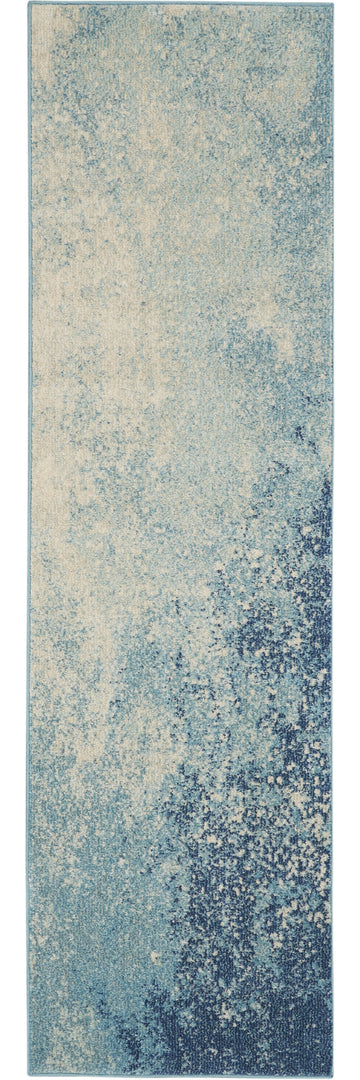 10' Blue Abstract Power Loom Runner Rug