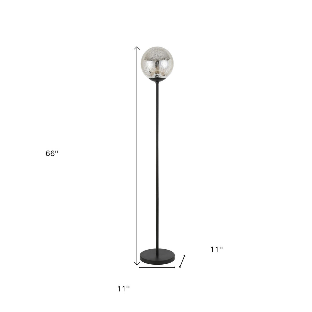 66" Black Floor Lamp With Gold Mercury Glass Globe