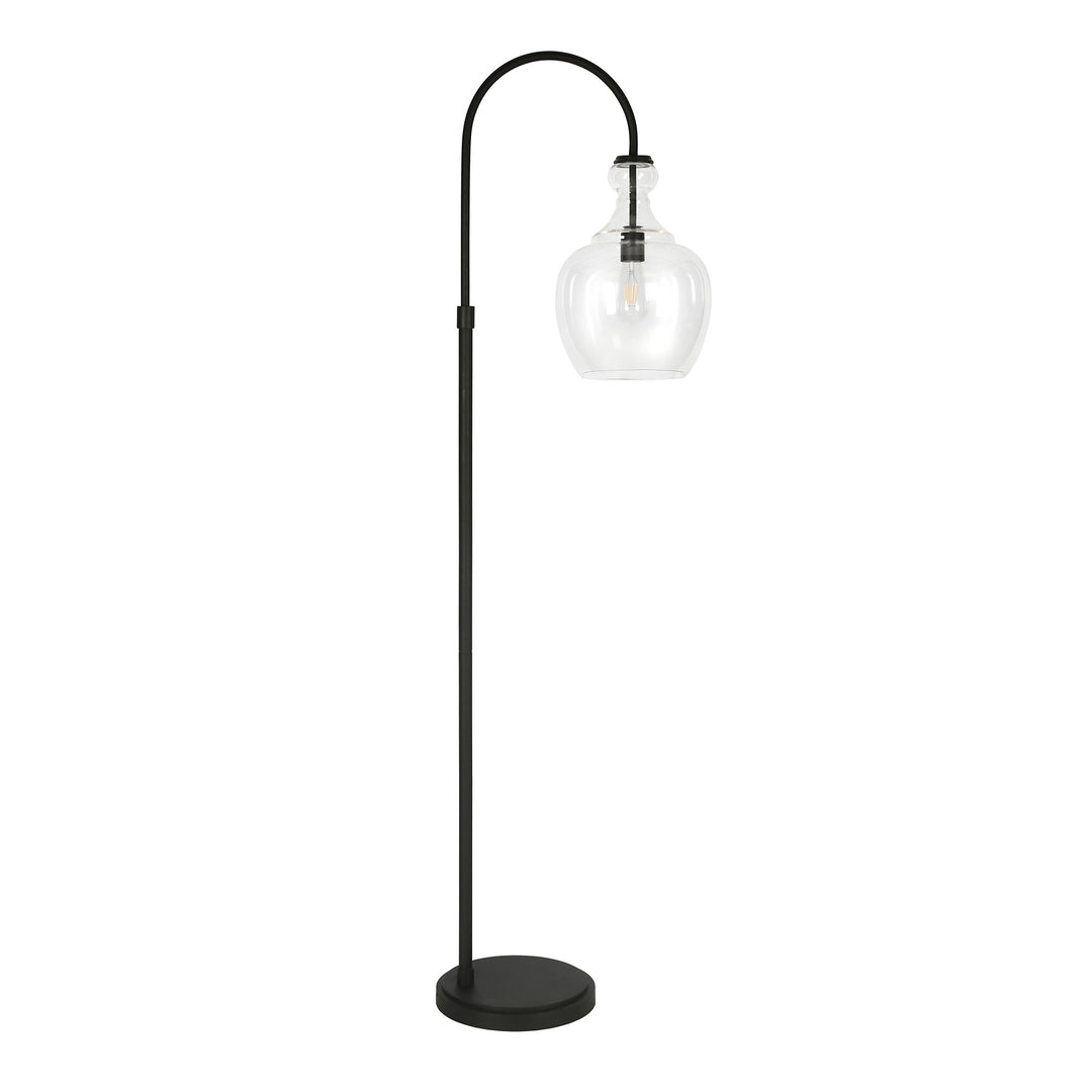 70" Black Arched Floor Lamp With Clear Transparent Glass Dome Shade