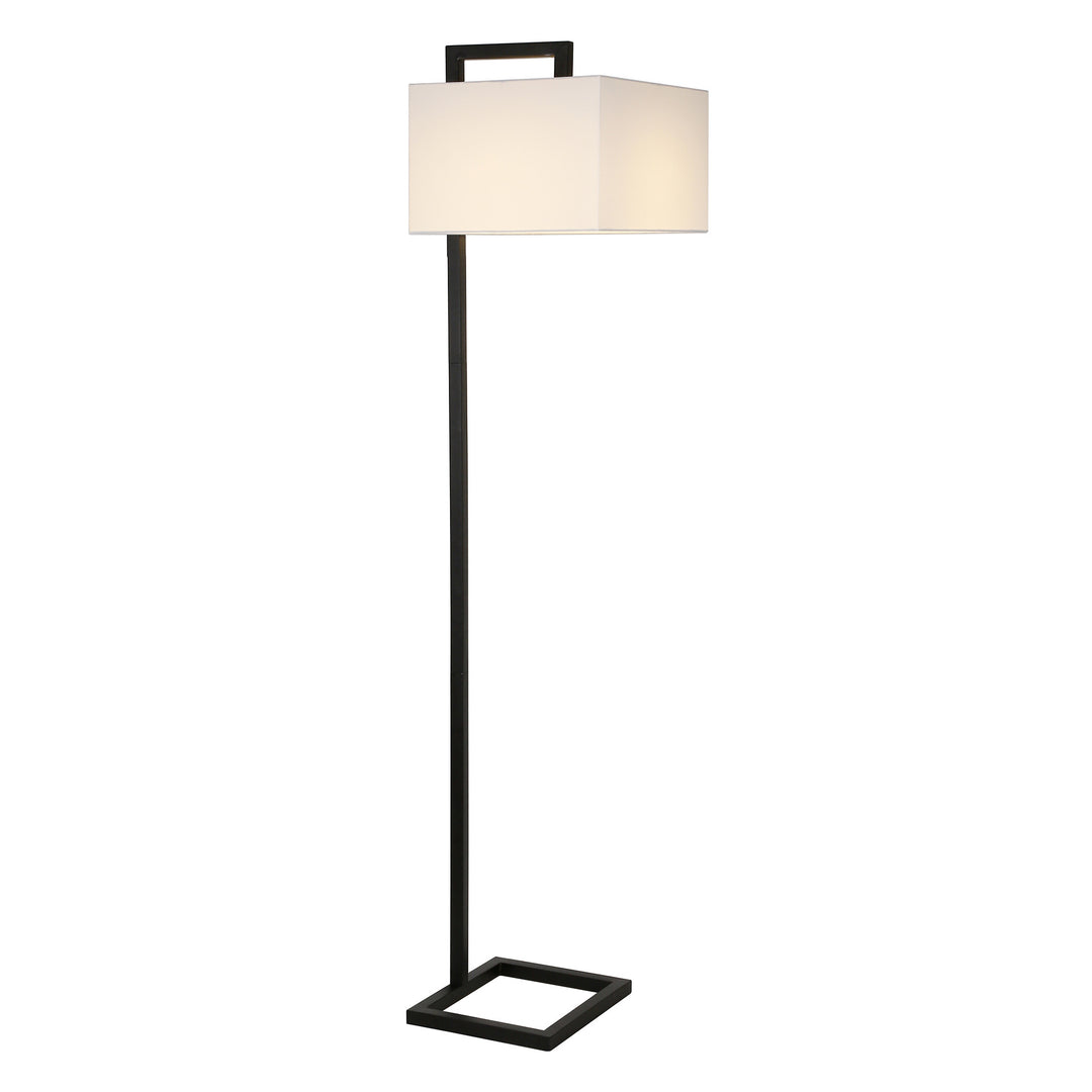 68" Black Floor Lamp With White Frosted Glass Rectangular Shade