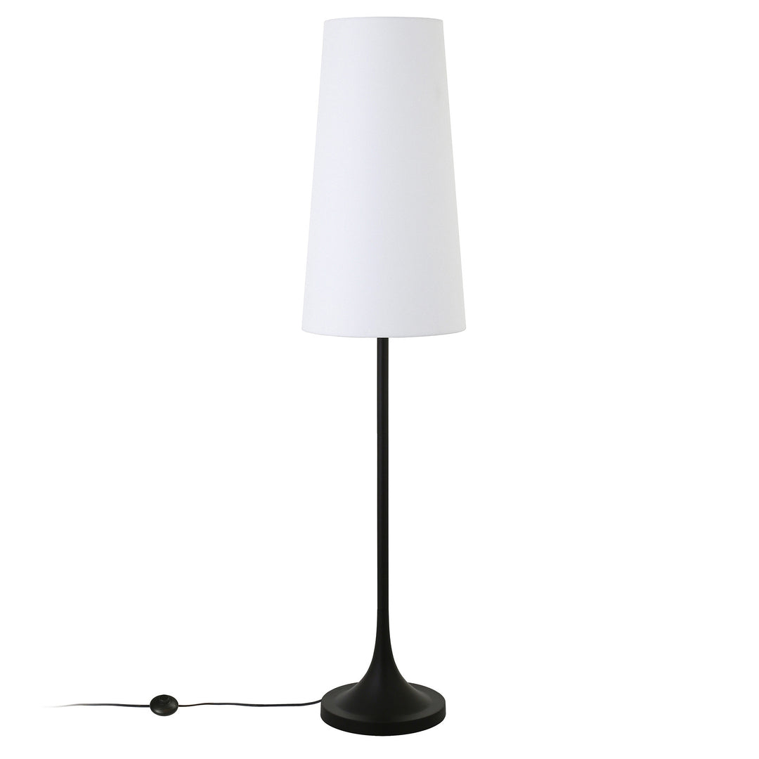 60" Black Novelty Floor Lamp With White Frosted Glass Drum Shade