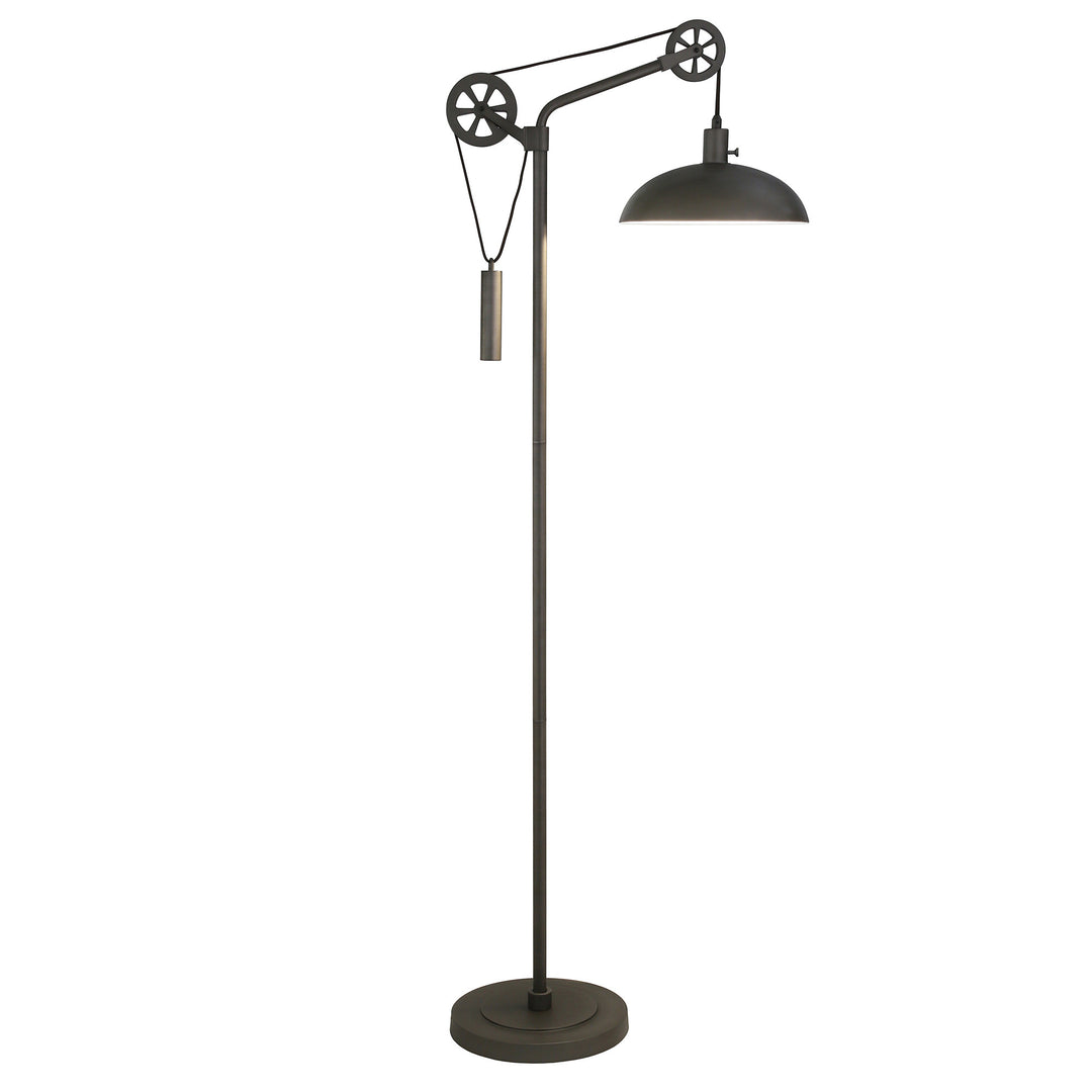 72" Steel Reading Floor Lamp With Silver Dome Shade