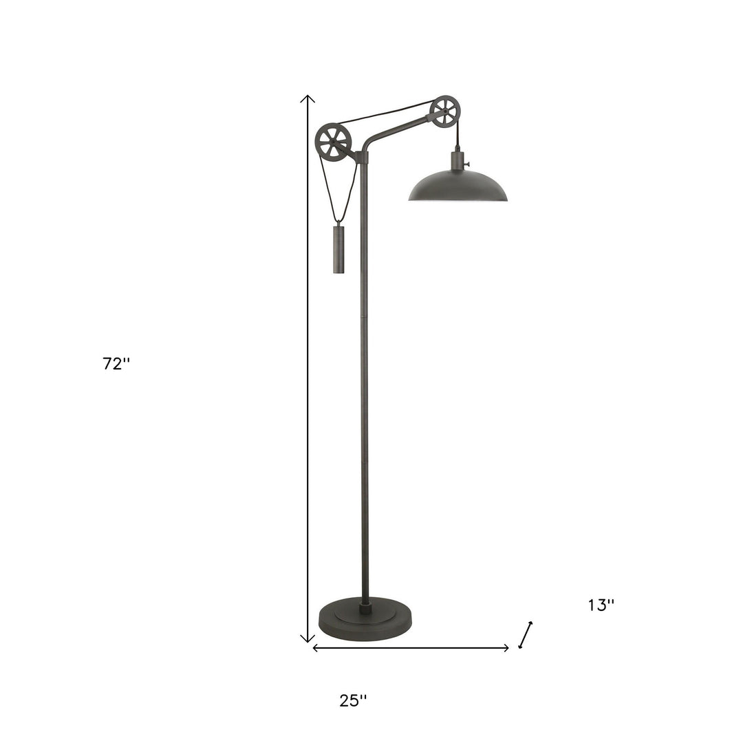 72" Steel Reading Floor Lamp With Silver Dome Shade