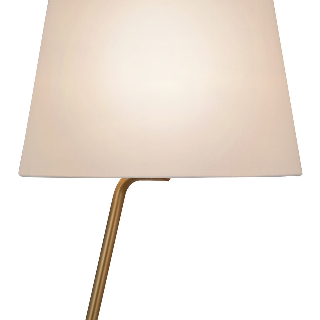 60" Brass Novelty Floor Lamp With White Frosted Glass Drum Shade