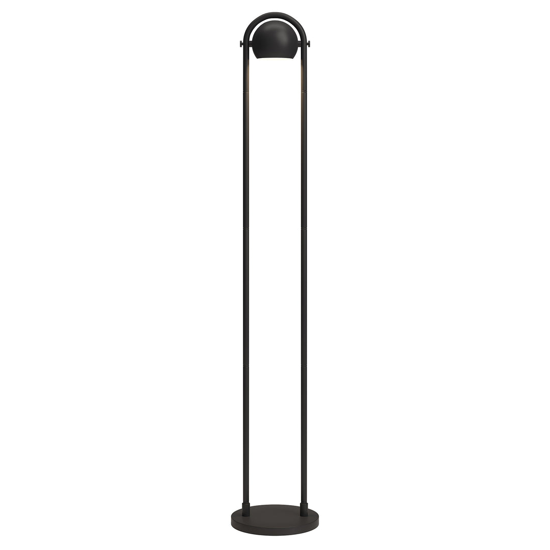 64" Black Column Floor Lamp With Black Globe Shade