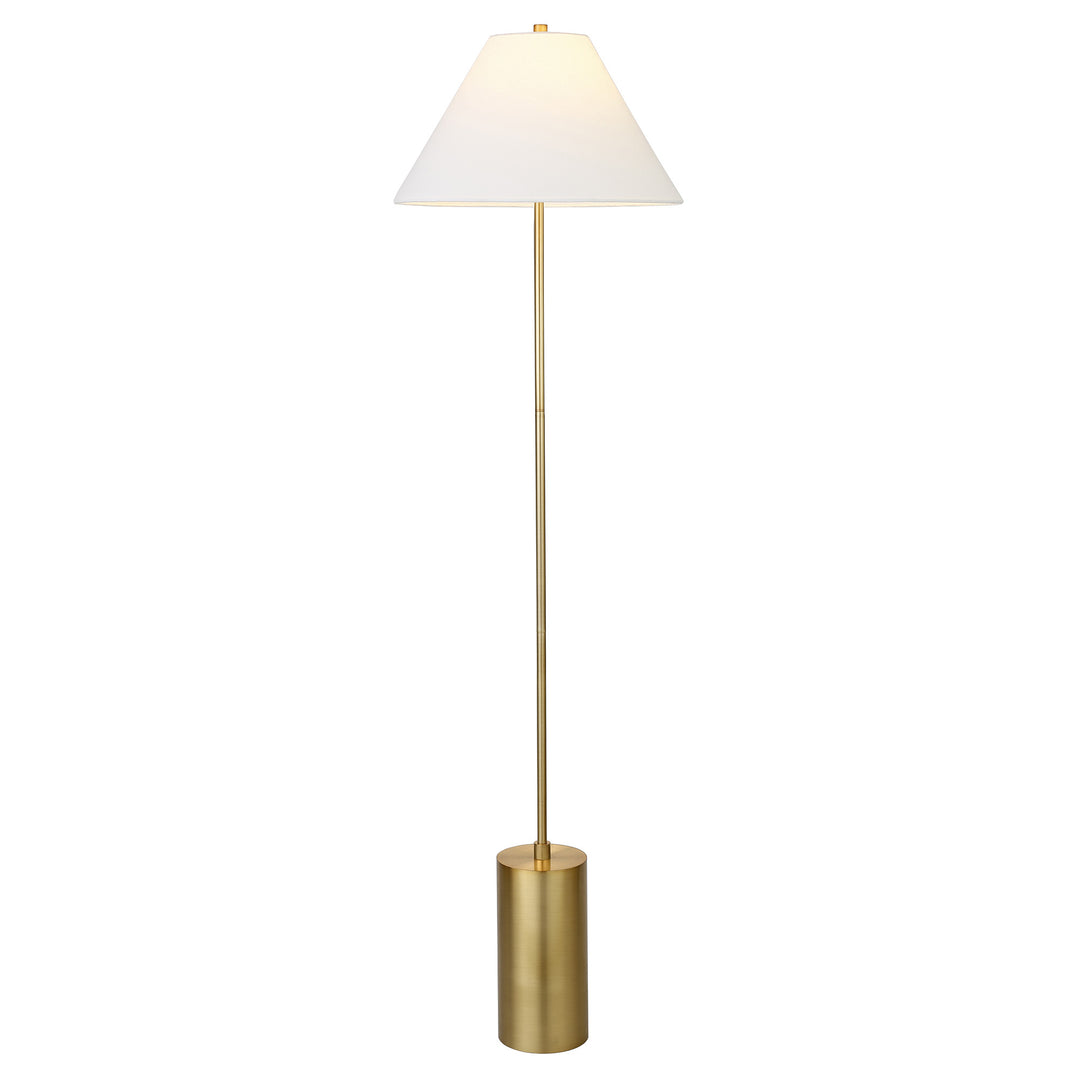 64" Brass Traditional Shaped Floor Lamp With White Frosted Glass Empire Shade