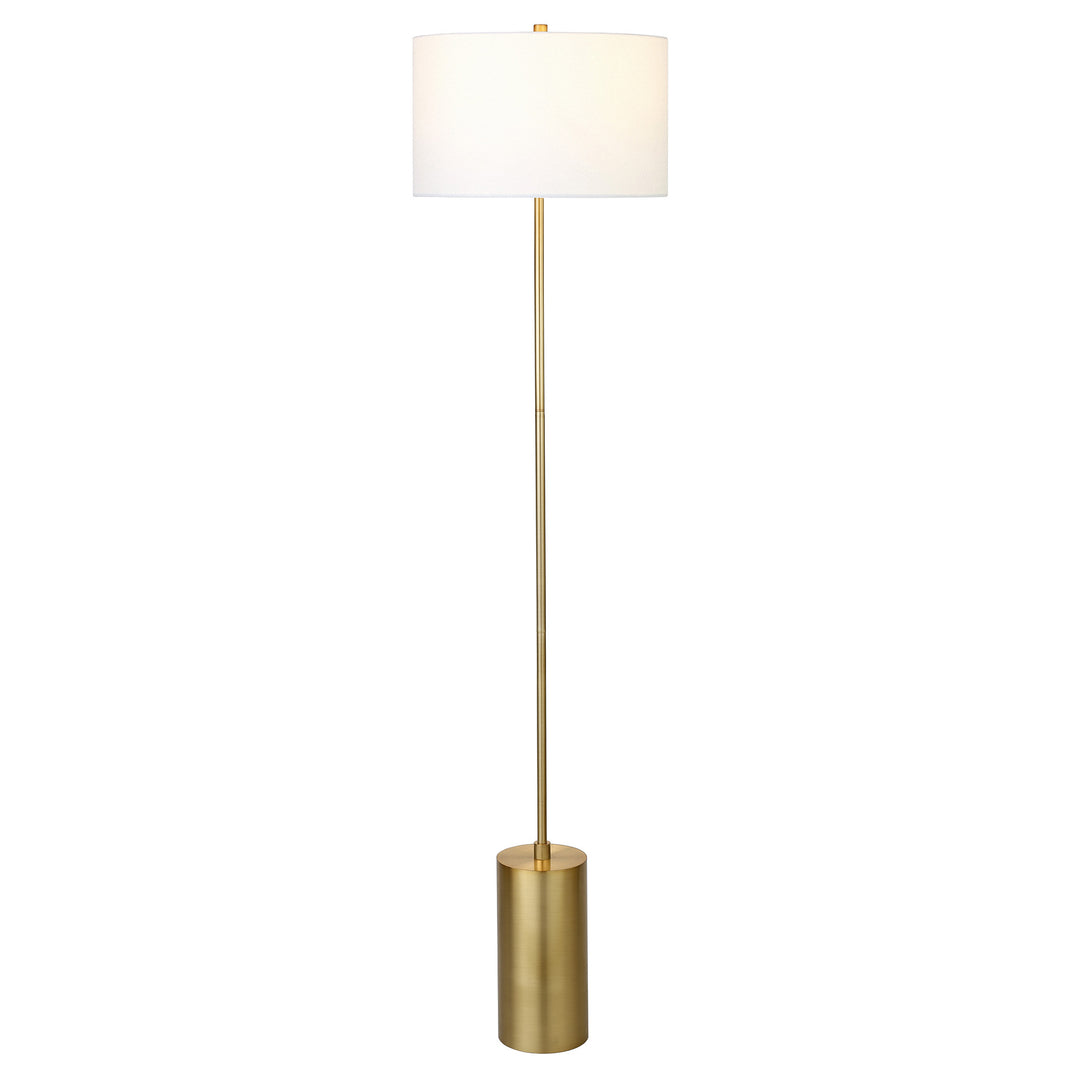 64" Brass Traditional Shaped Floor Lamp With White Frosted Glass Empire Shade