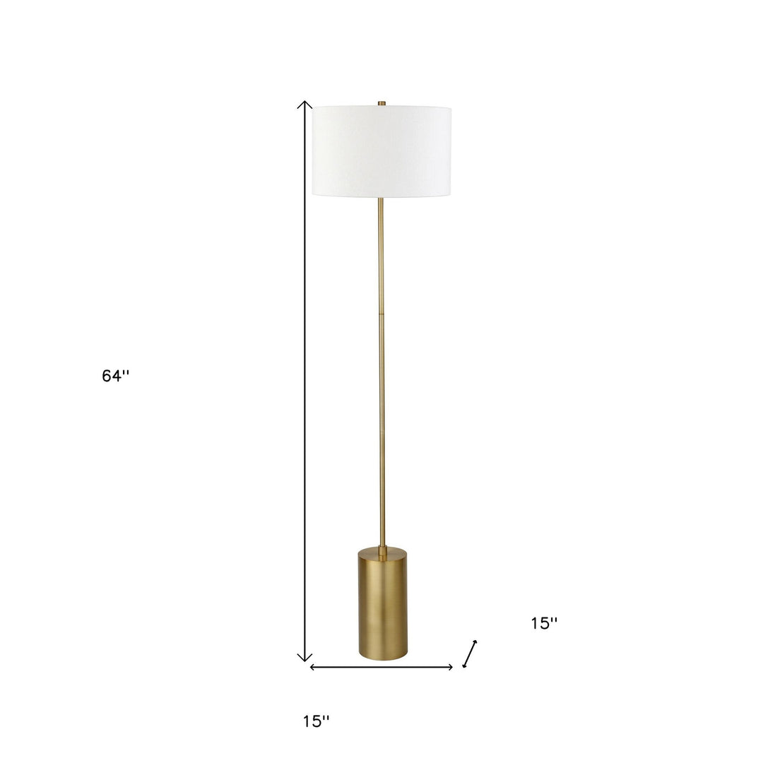 64" Brass Traditional Shaped Floor Lamp With White Frosted Glass Empire Shade