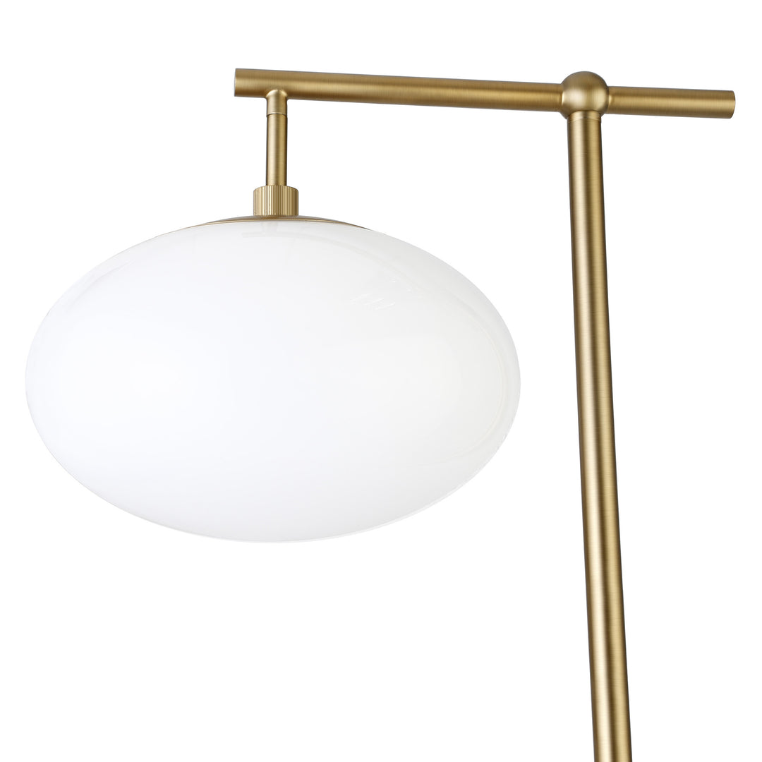 68" Brass Reading Floor Lamp With White Frosted Glass Globe Shade