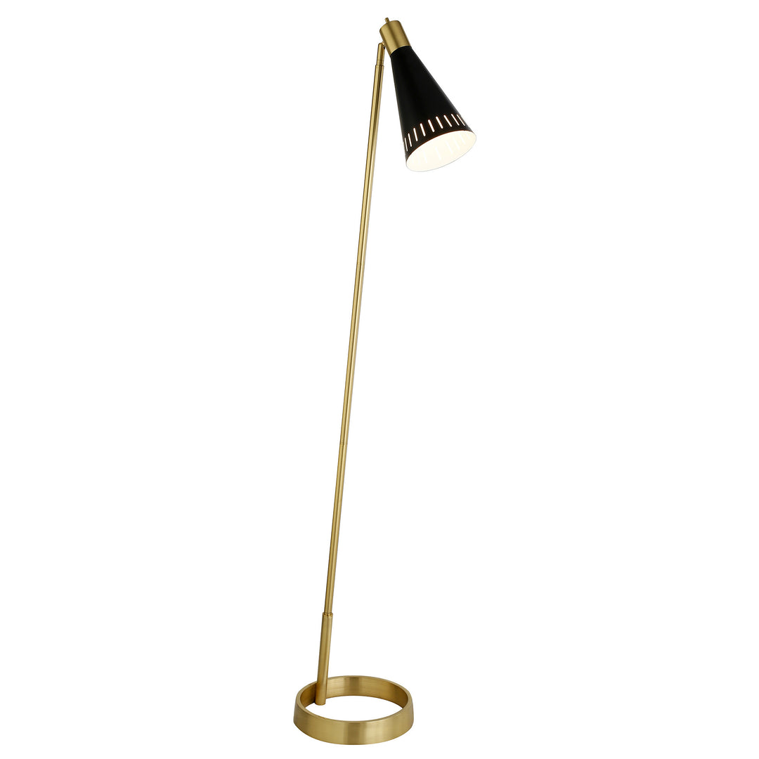 62" Black Reading Floor Lamp With Black Cone Shade