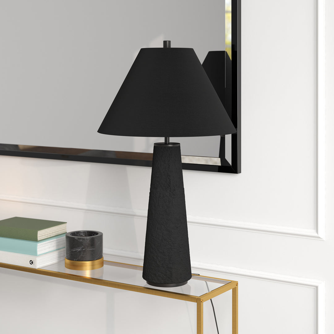 28" Black Ceramic Table Lamp With Black Cone Shade