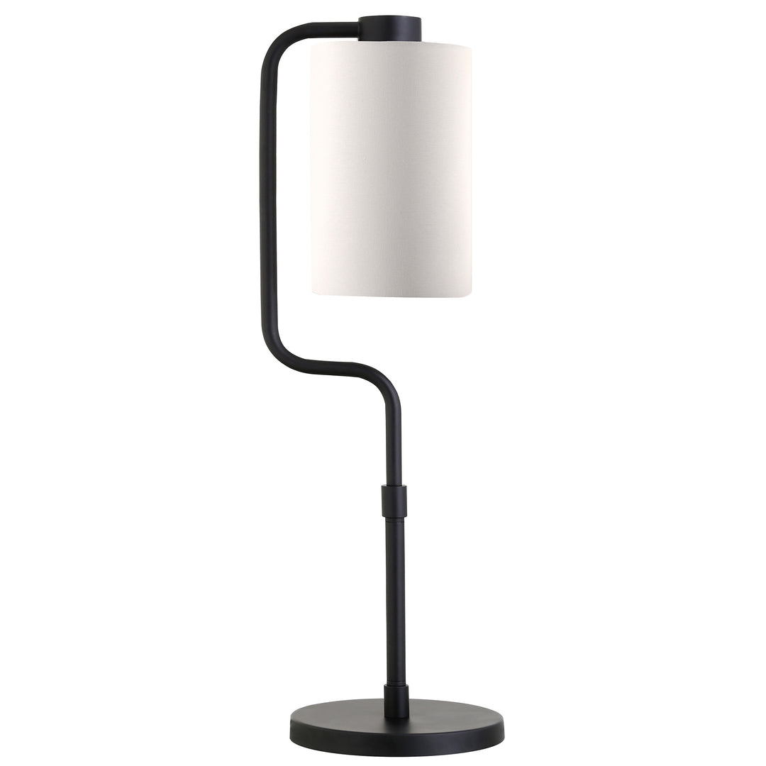 24" Black Metal Table Lamp With White Cylinder Shade