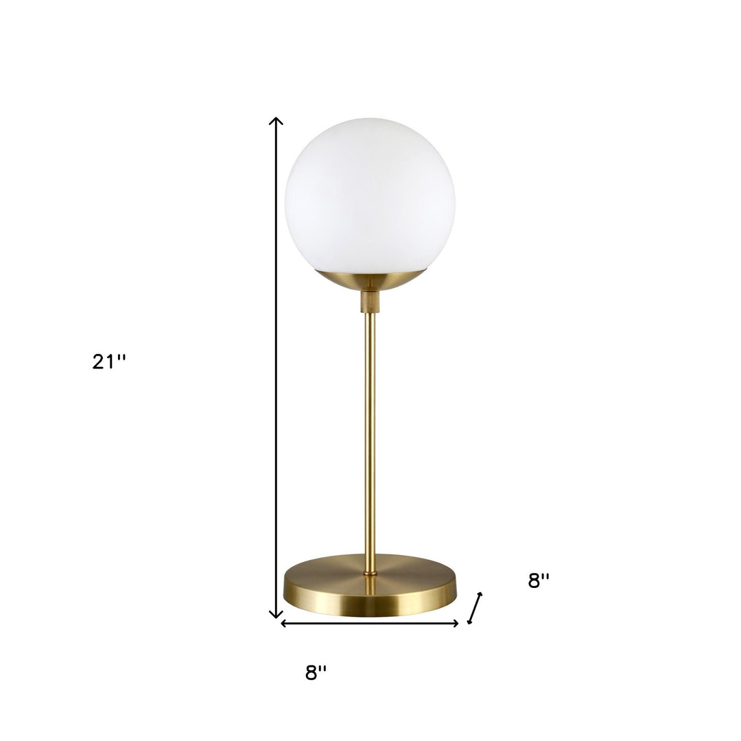 21" Brass Metal Globe Table Lamp With Clear Globe Shade