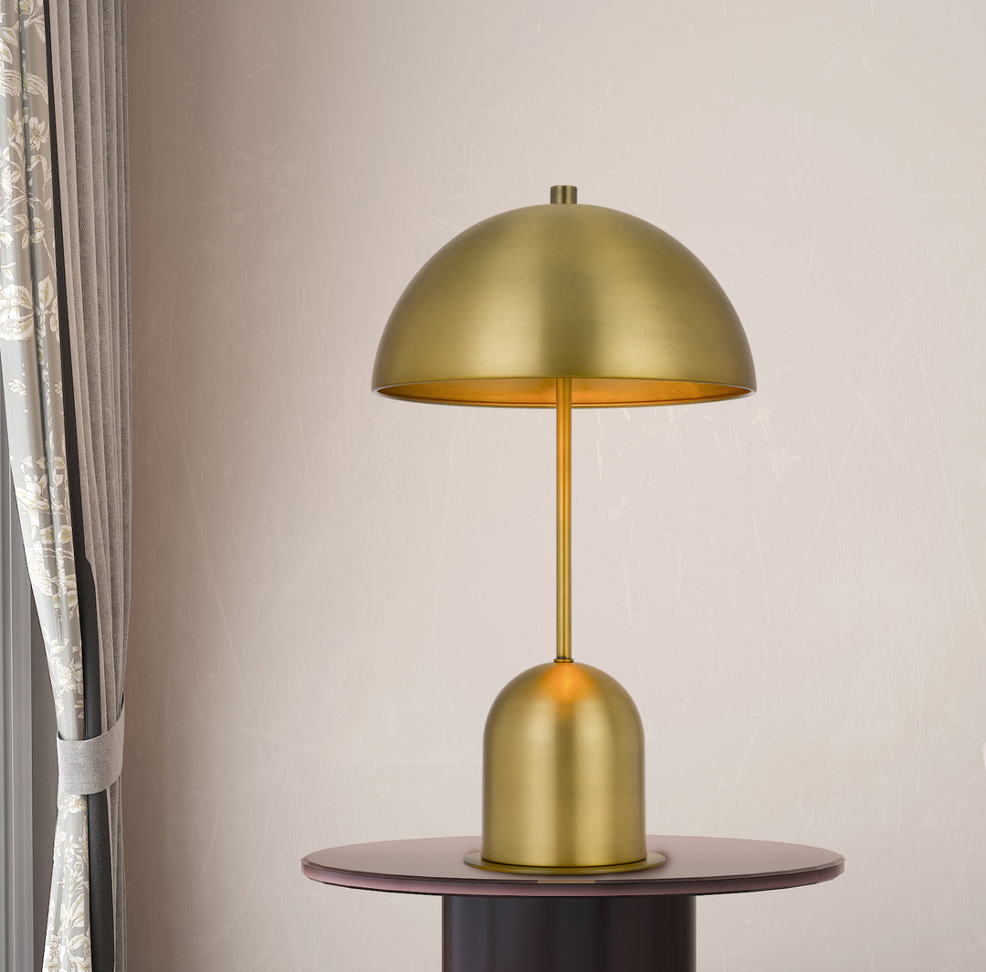 20" Antiqued Brass Metal Novelty Desk Lamp With Antiqued Brass Dome Shade