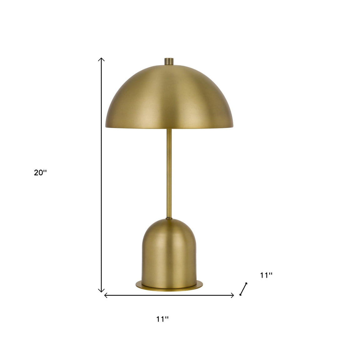 20" Antiqued Brass Metal Novelty Desk Lamp With Antiqued Brass Dome Shade