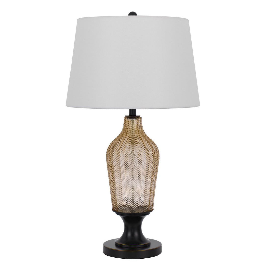 31" Bronze Glass Table Lamp With White Empire Shade