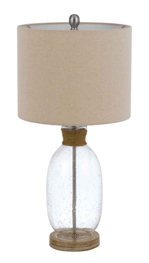 26" Brown Mason Jar Table Lamp With Brown Drum Shade