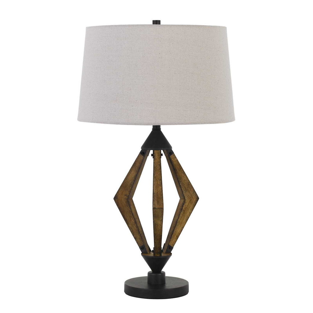 30" Black Metal Lantern Table Lamp With Gray Empire Shade