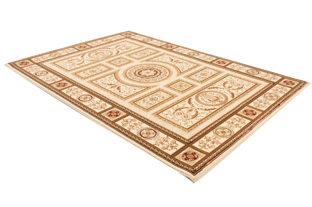 10' X 13' Beige and Ivory Oriental Washable Non Skid Area Rug