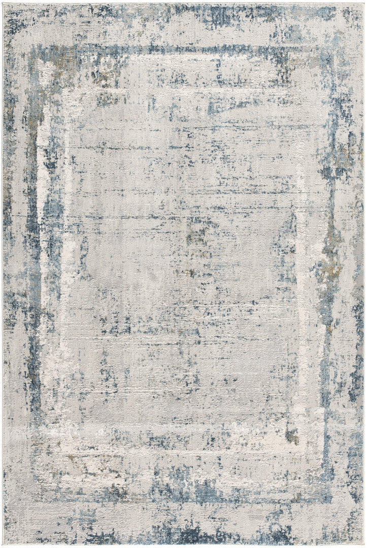 13' Runner Blue and Gray Abstract Washable Non Skid Area Rug