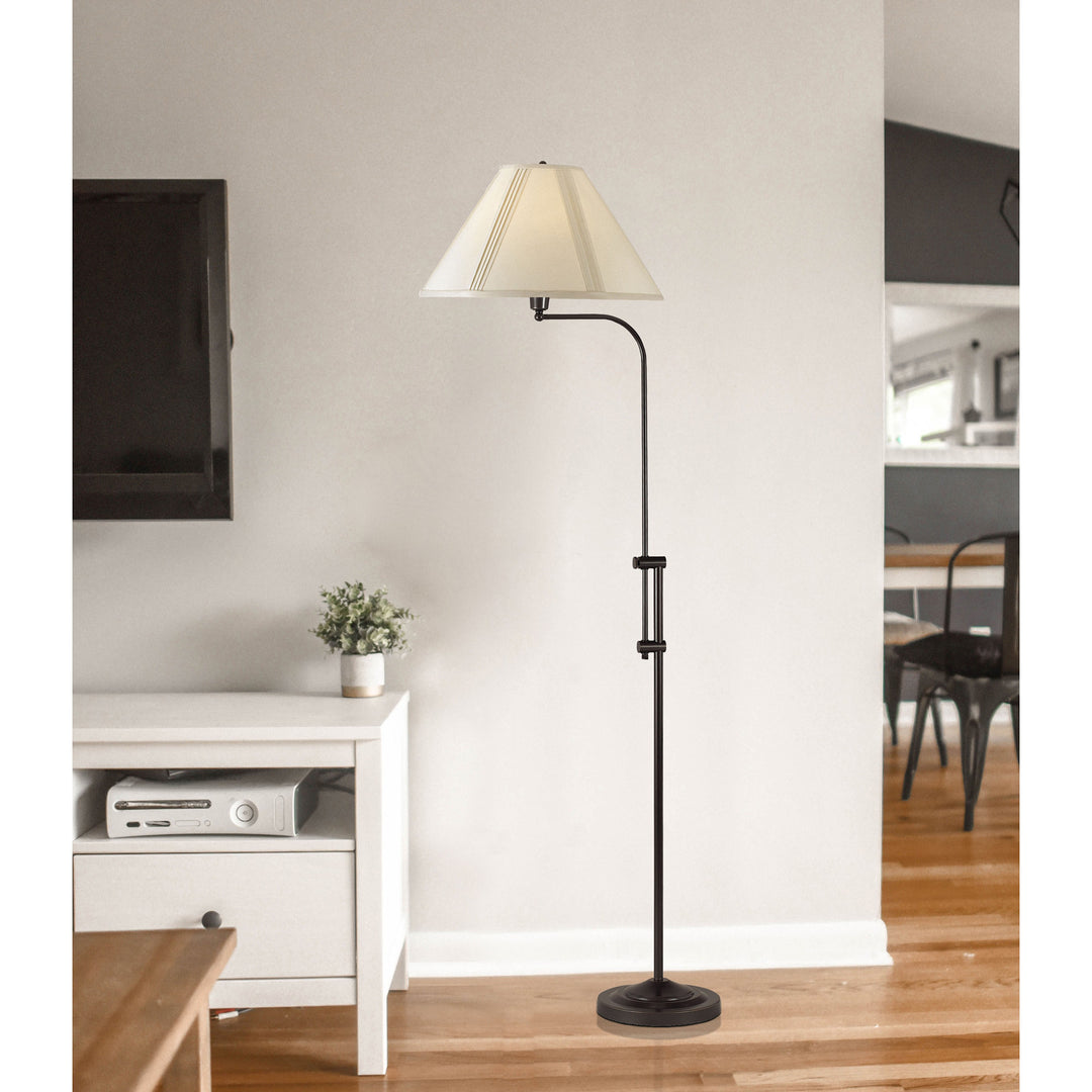 68" Bronze Adjustable Traditional Shaped Floor Lamp With Beige Empire Shade