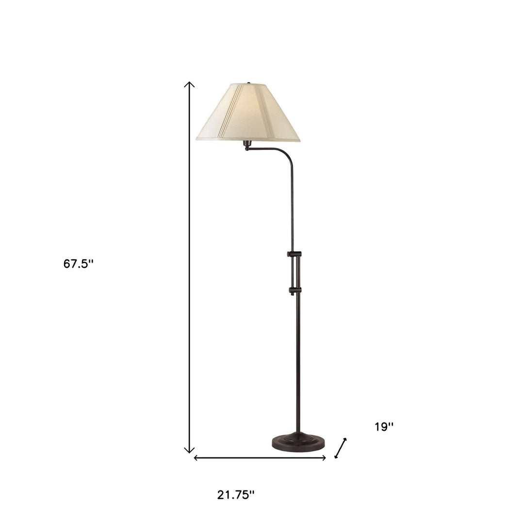 68" Bronze Adjustable Traditional Shaped Floor Lamp With Beige Empire Shade