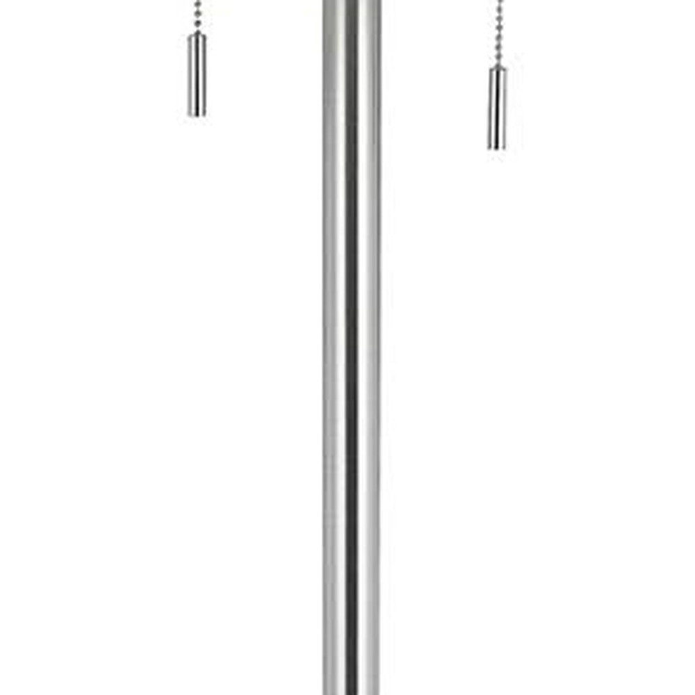 59" Nickel Two Light Traditional Shaped Floor Lamp With White Rectangular Shade