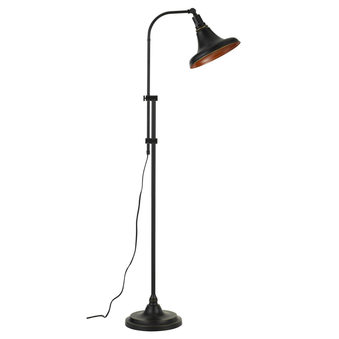 58" Bronze Adjustable Traditional Shaped Floor Lamp With Bronze Dome Shade