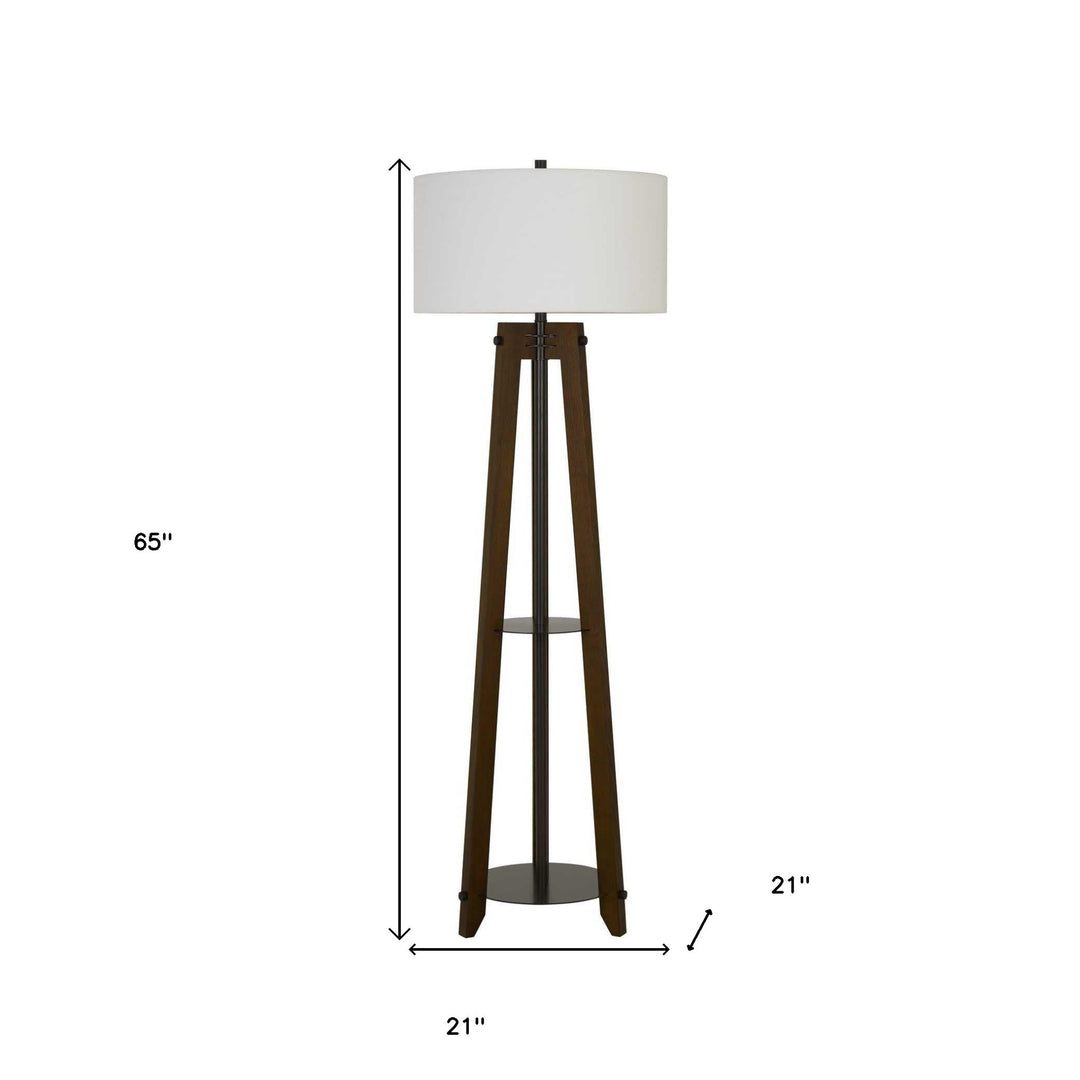 65" Brown Tripod Floor Lamp With White Rectangular Shade