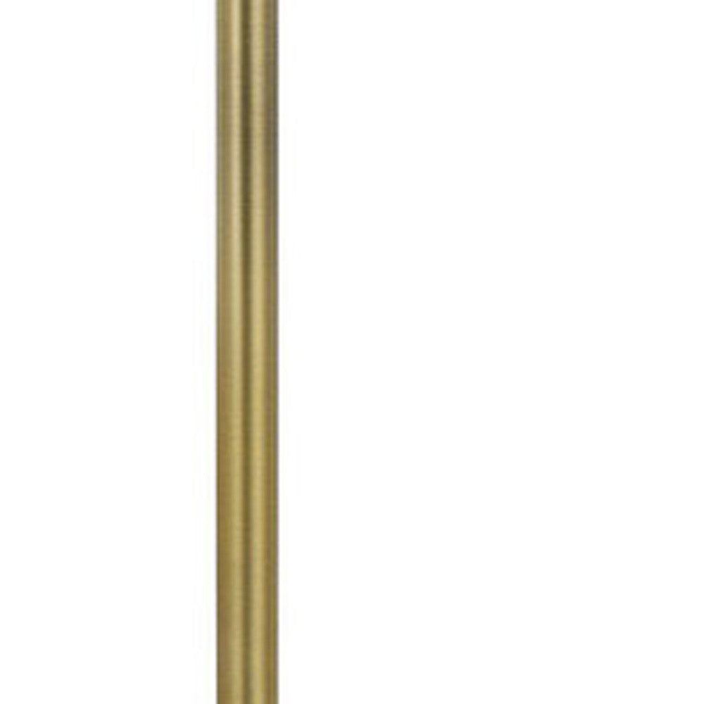 62" Brass Tray Table Floor Lamp With White Square Shade