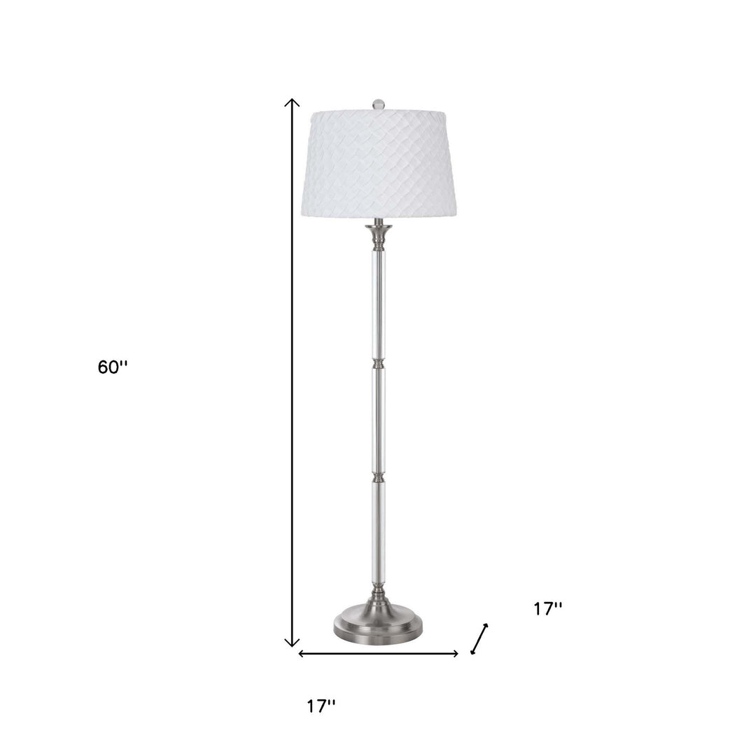 60" Nickel Traditional Shaped Floor Lamp With White Square Shade